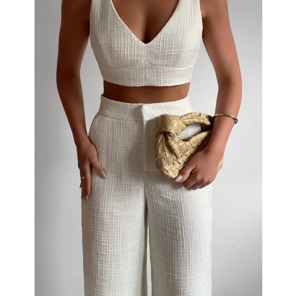 SHOWPO ADELAIDE TWO PIECE WIDE LEG SET IN WHITE